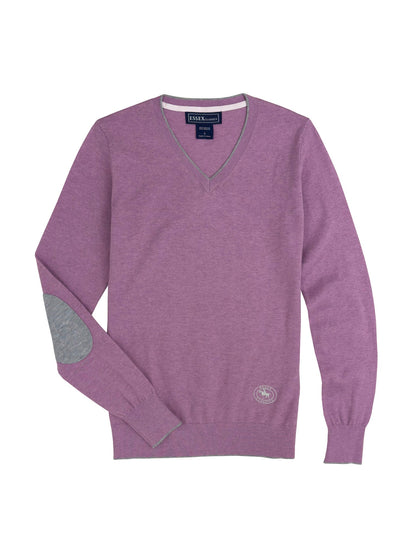 Essex Classics  Mauve with Grey Trey V-Neck Sweater