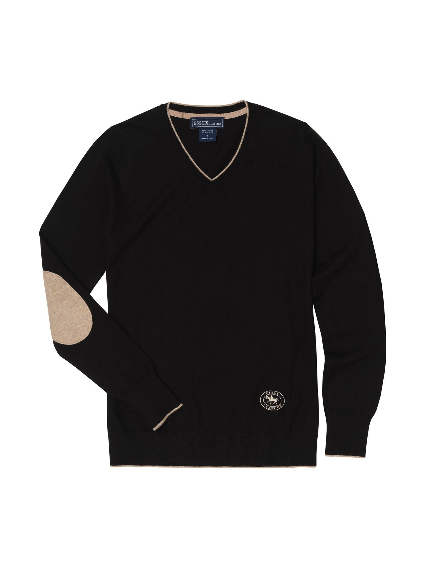 Essex Classics  Black  with Tan Trey V-Neck Sweater