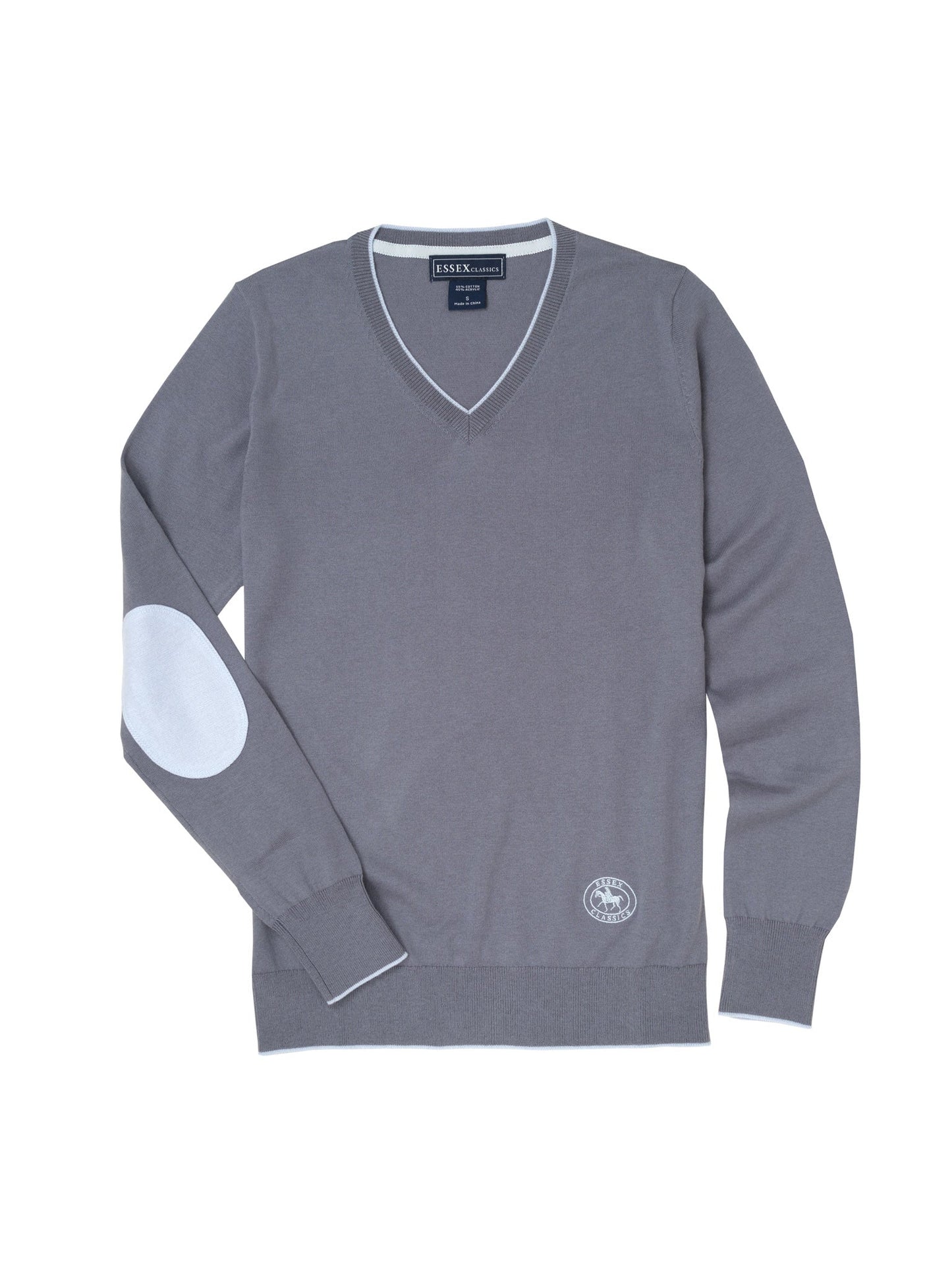 Essex Classics  Slate Grey Trey V-Neck Sweater