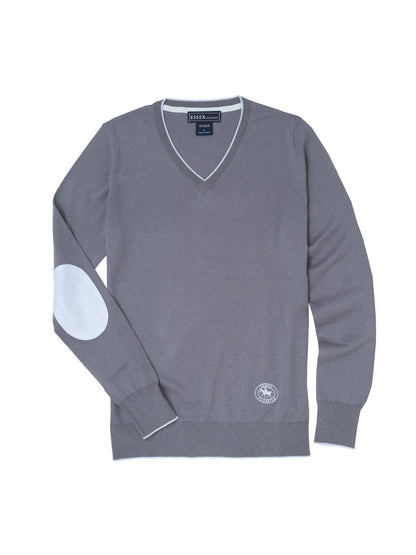 Essex Classics  Slate Grey Trey V-Neck Sweater