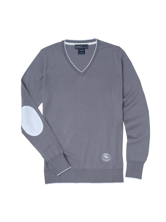 Essex Classics  Slate Grey Trey V-Neck Sweater