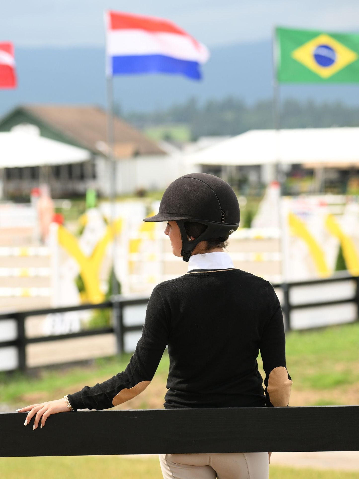 Essex Classics  Black with Camel Trey V-Neck Sweater