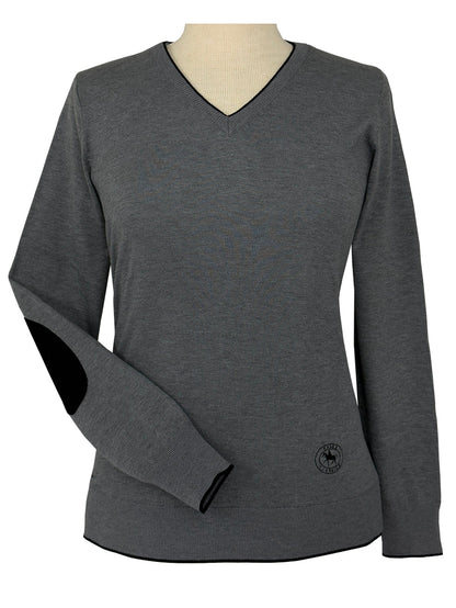 Essex Classics  Grey with Black Trey V-Neck Sweater