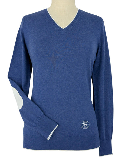 Essex Classics  Navy with Ivory Trey V-Neck Sweater