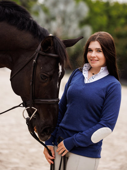 Essex Classics  Navy with Ivory Trey V-Neck Sweater