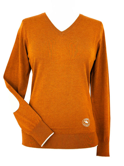 Essex Classics  Rust with Oatmeal Trey V-Neck Sweater