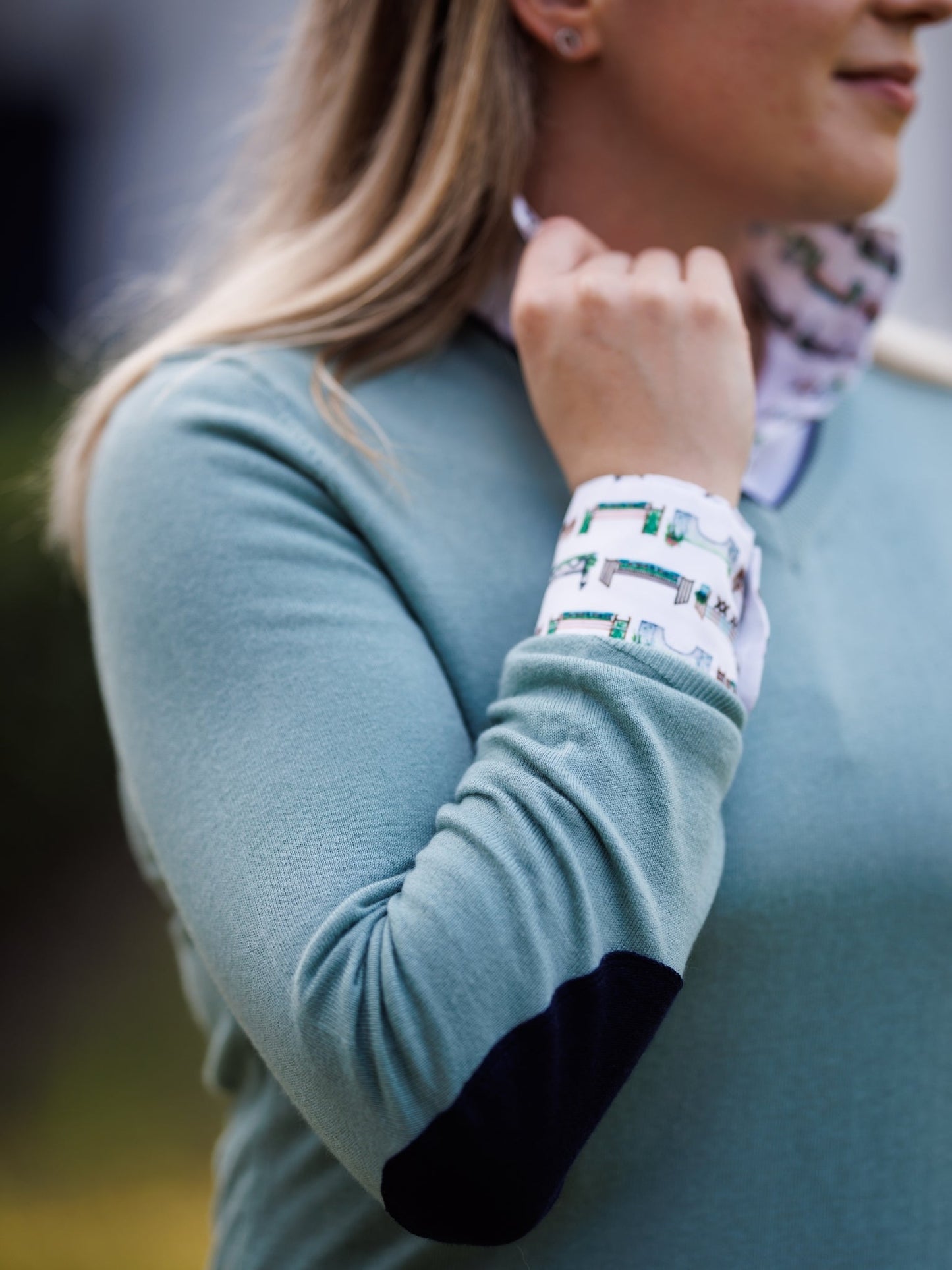 Essex Classics  Ladies "Luna II" Seafoam with Hunter Derby Long Sleeve Performance Show Shirt
