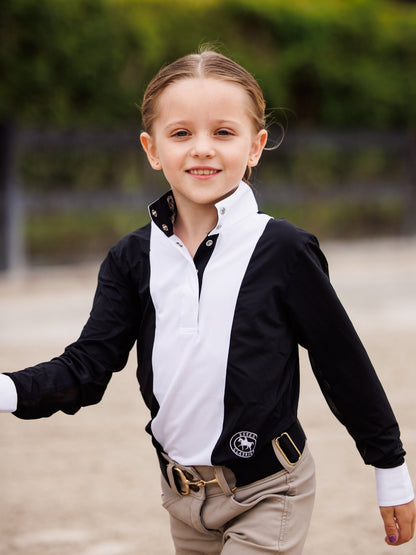 Essex Classics  Girls "Luna II" Black Self-Trim Long Sleeve Performance Show Shirt