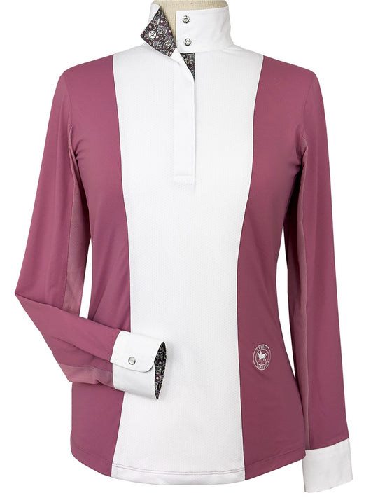 Essex Classics  Ladies "Luna II" Dark Pink Gallop Garden Long Sleeve Performance Show Shirt