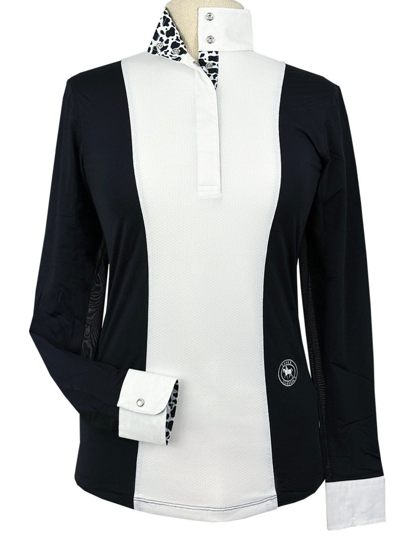 Essex Classics Girls "Luna II" Black with Cows Long Sleeve Performance Show Shirt