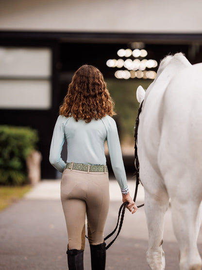 Essex Classics Girls "Luna II" Seafoam with Hunter Derby Long Sleeve Performance Show Shirt