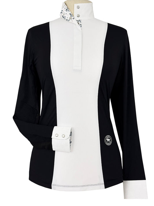 Essex Classics  Ladies "Luna II" Black with Unicorns Long Sleeve Performance Show Shirt