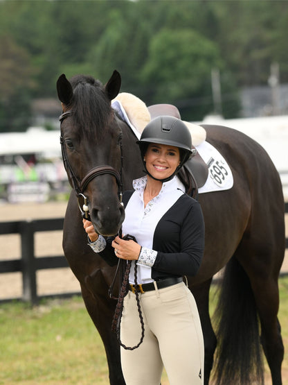 Essex Classics  Ladies "Luna II" Black with Unicorns Long Sleeve Performance Show Shirt