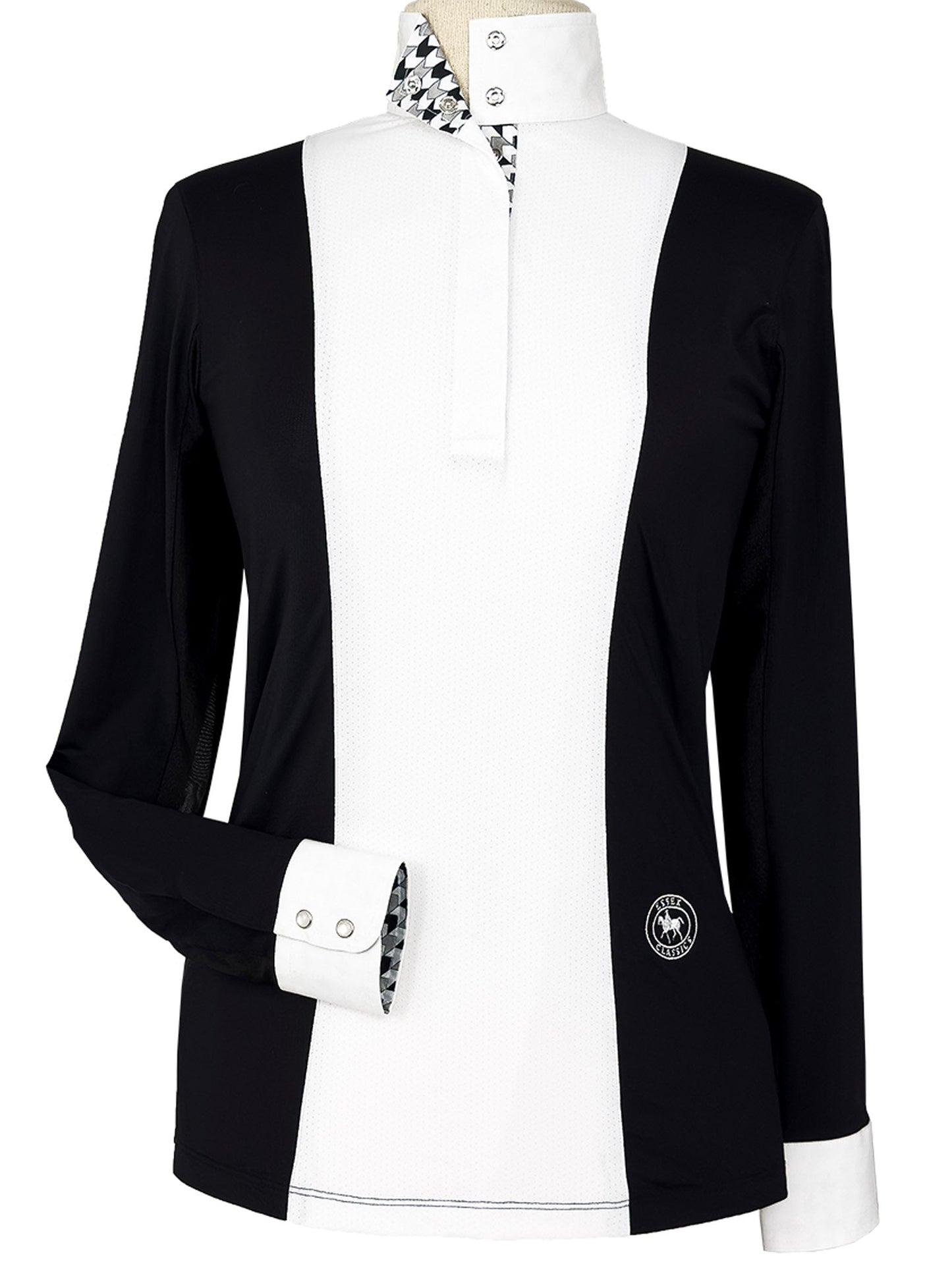 Essex Classics  Ladies "Luna II" Black with Geometric Long Sleeve Performance Show Shirt