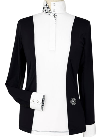 Essex Classics  Ladies "Luna II" Black with Geometric Long Sleeve Performance Show Shirt