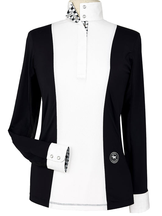 Essex Classics  Ladies "Luna II" Black with Geometric Long Sleeve Performance Show Shirt