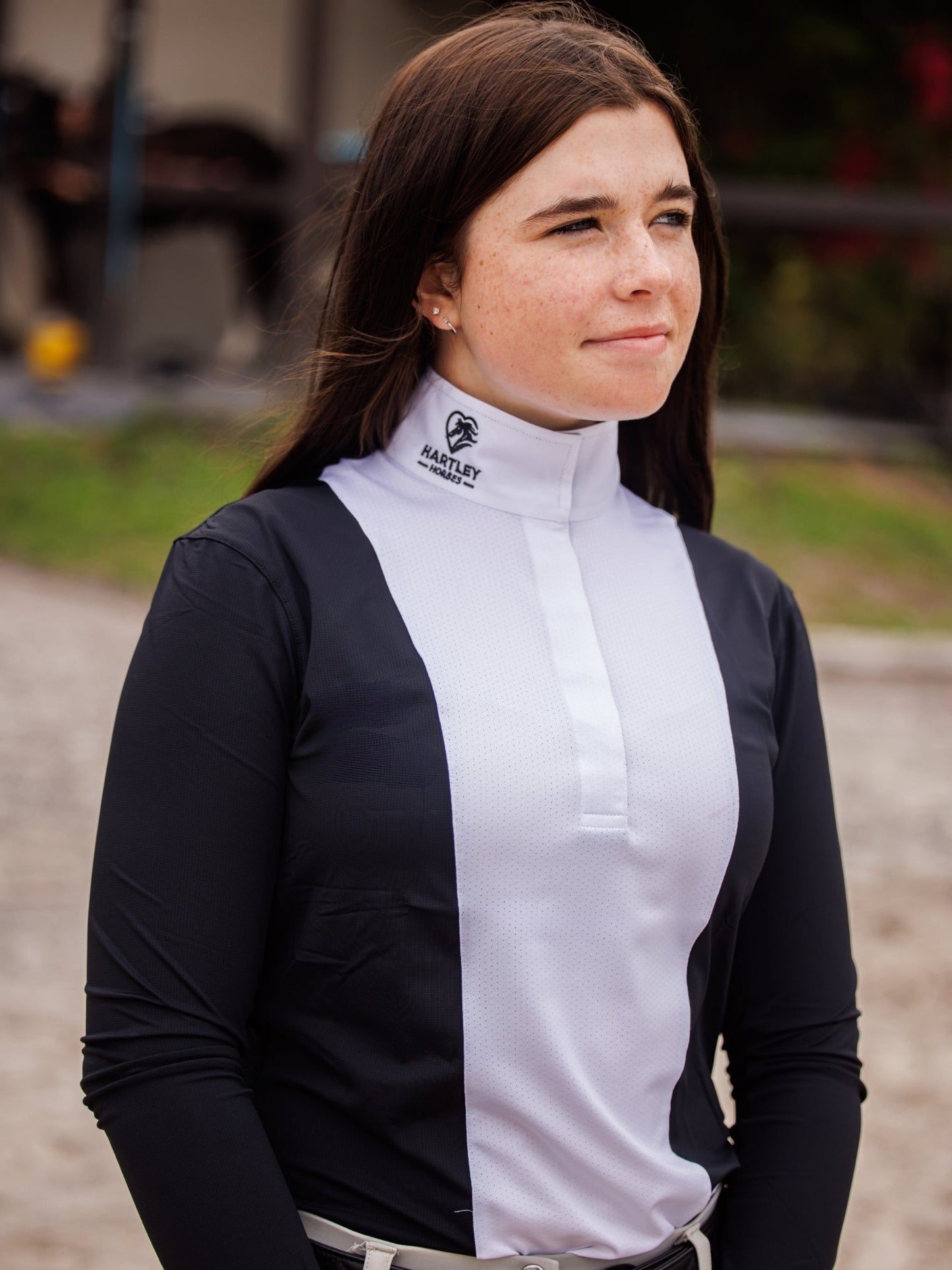 Essex Classics  Ladies "Luna II" Black Self-Trim Long Sleeve Performance Show Shirt