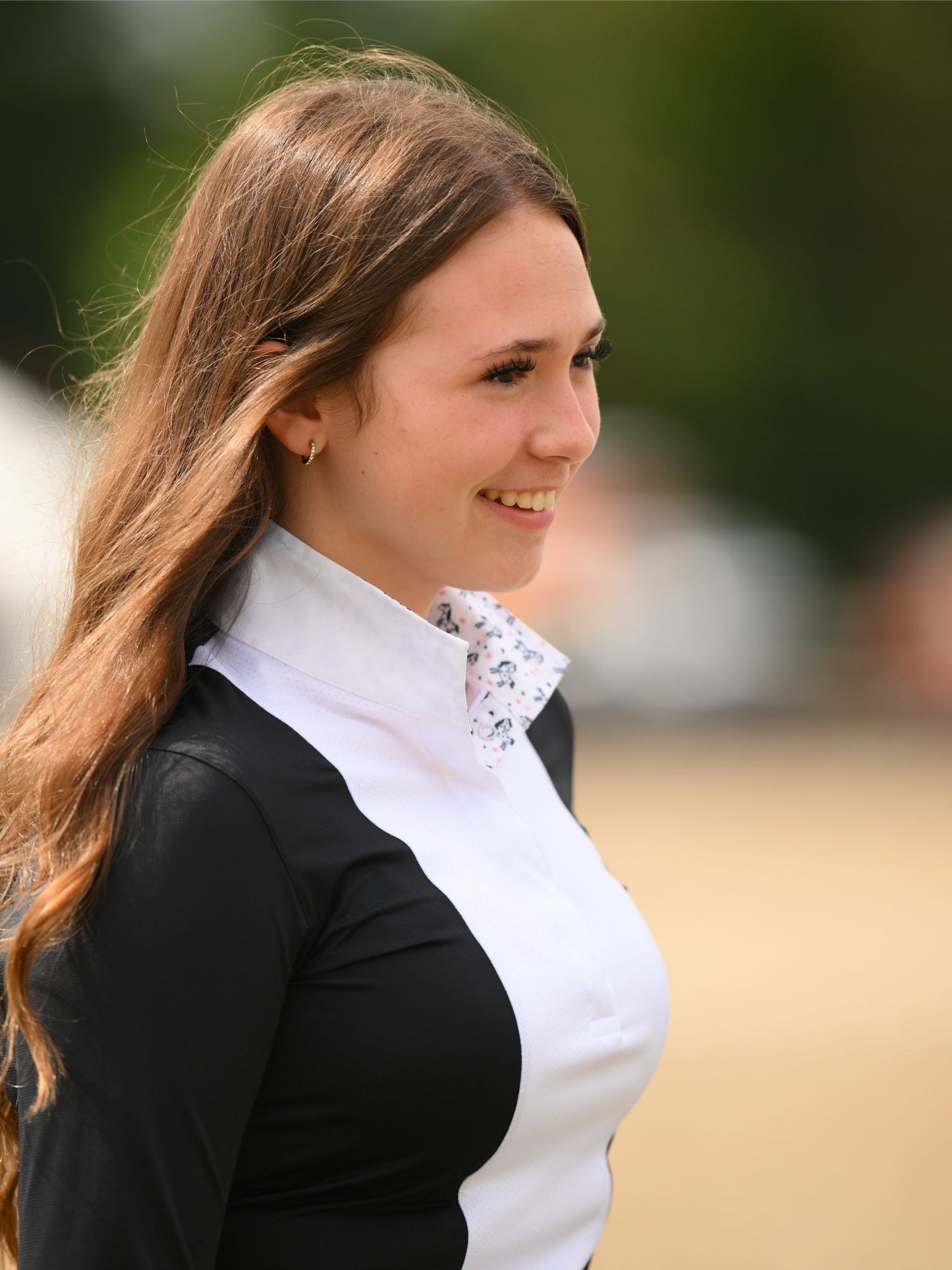 Essex Classics  Ladies "Luna II" Black with Unicorns Long Sleeve Performance Show Shirt