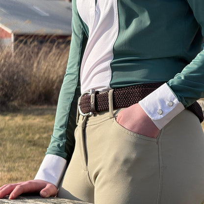 Essex Classics  Ladies "Luna II" Forest Green Self-Trim Long Sleeve Performance Show Shirt