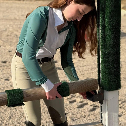 Essex Classics  Ladies "Luna II" Forest Green Self-Trim Long Sleeve Performance Show Shirt