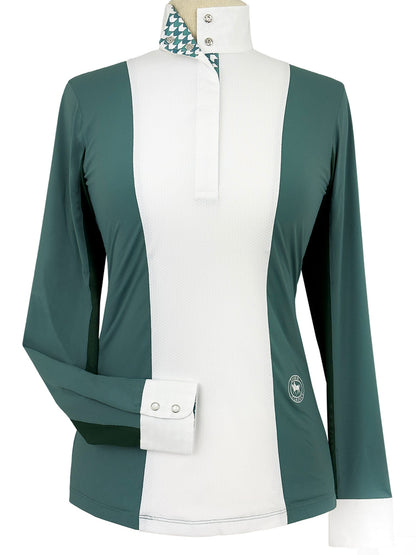 Essex Classics  Ladies "Luna II" Forest Green with Geometric Long Sleeve Performance Show Shirt