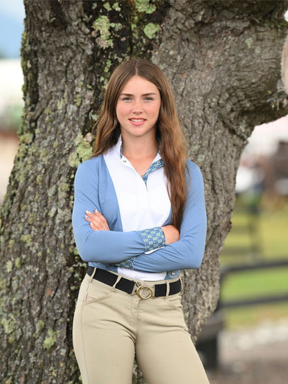 Essex Classics  Ladies "Luna II" Blue Gallop Garden Long Sleeve Performance Show Shirt