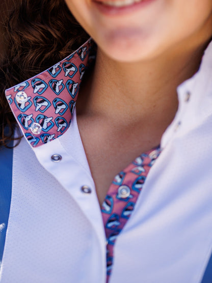 Essex Classics  Ladies "Luna II" Blue Stirrup Talk Long Sleeve Performance Show Shirt