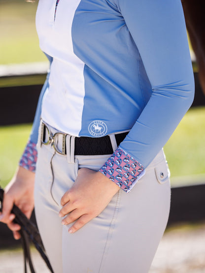 Essex Classics  Ladies "Luna II" Blue Stirrup Talk Long Sleeve Performance Show Shirt