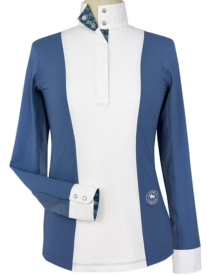 Essex Classics  Ladies "Luna II" Blue Gallop Garden Long Sleeve Performance Show Shirt