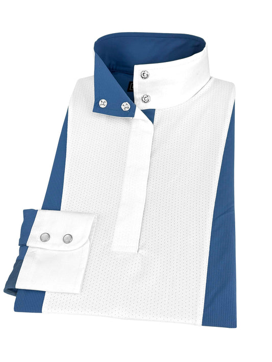 Essex Classics  Girls "Luna II" Blue Self-Trim Long Sleeve Performance Show Shirt