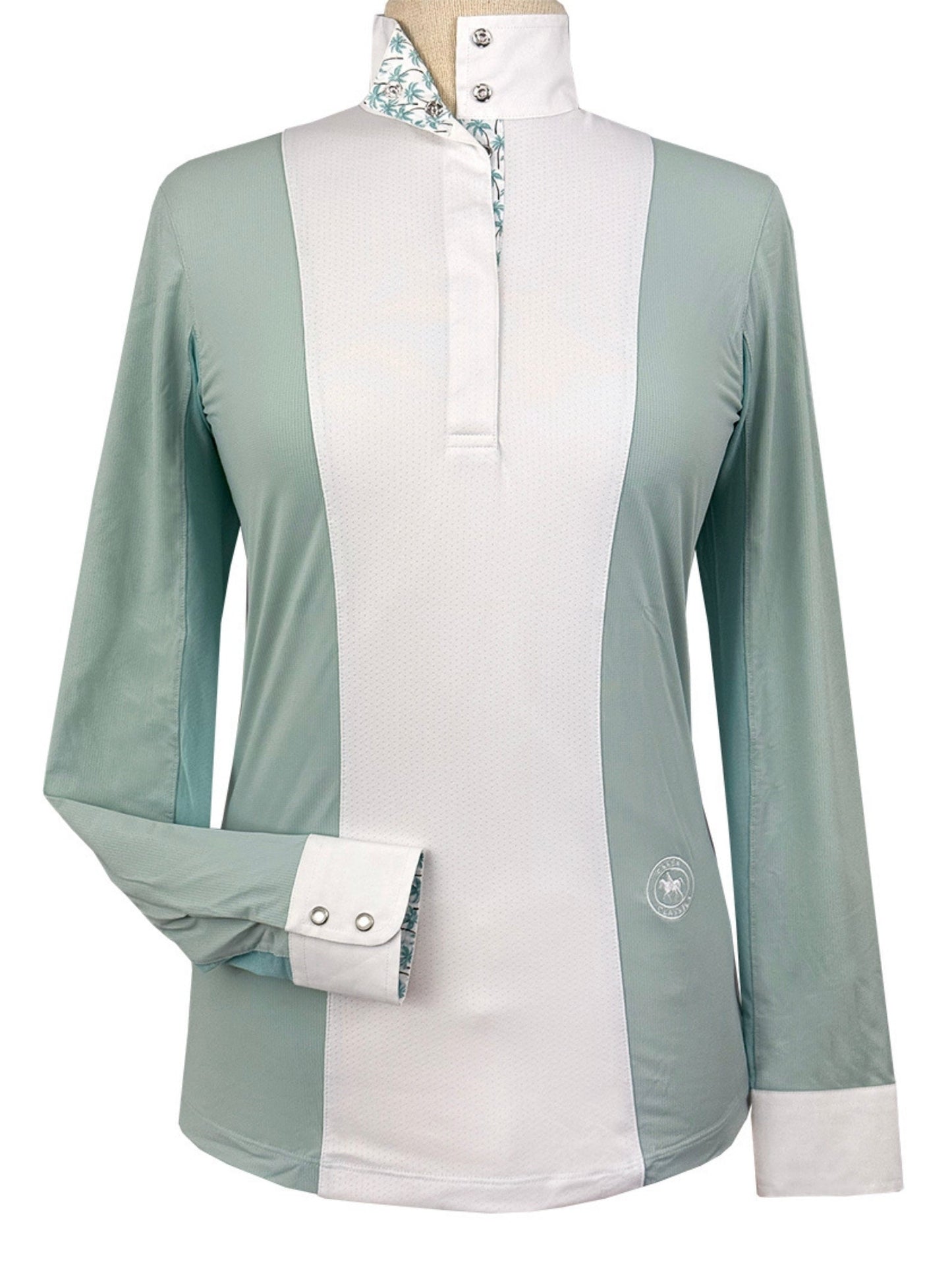 Essex Classics  Ladies "Luna II" Seafoam with Palm Trees Long Sleeve Performance Show Shirt