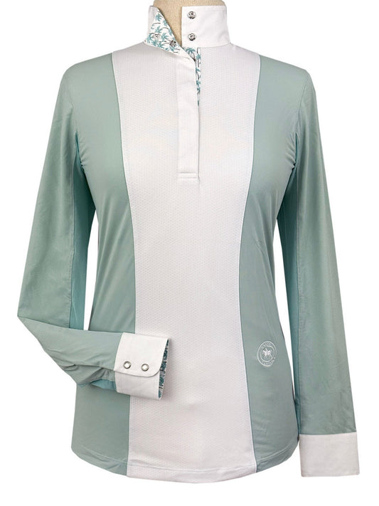 Essex Classics  Ladies "Luna II" Seafoam with Palm Trees Long Sleeve Performance Show Shirt