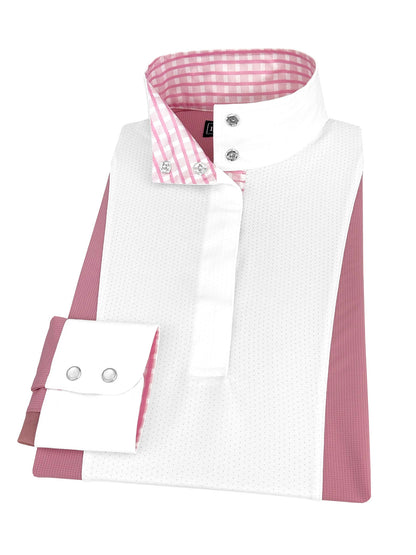 Essex Classics  Ladies "Luna II" Pink Long Sleeve Performance Show Shirt with Pink Check Trim