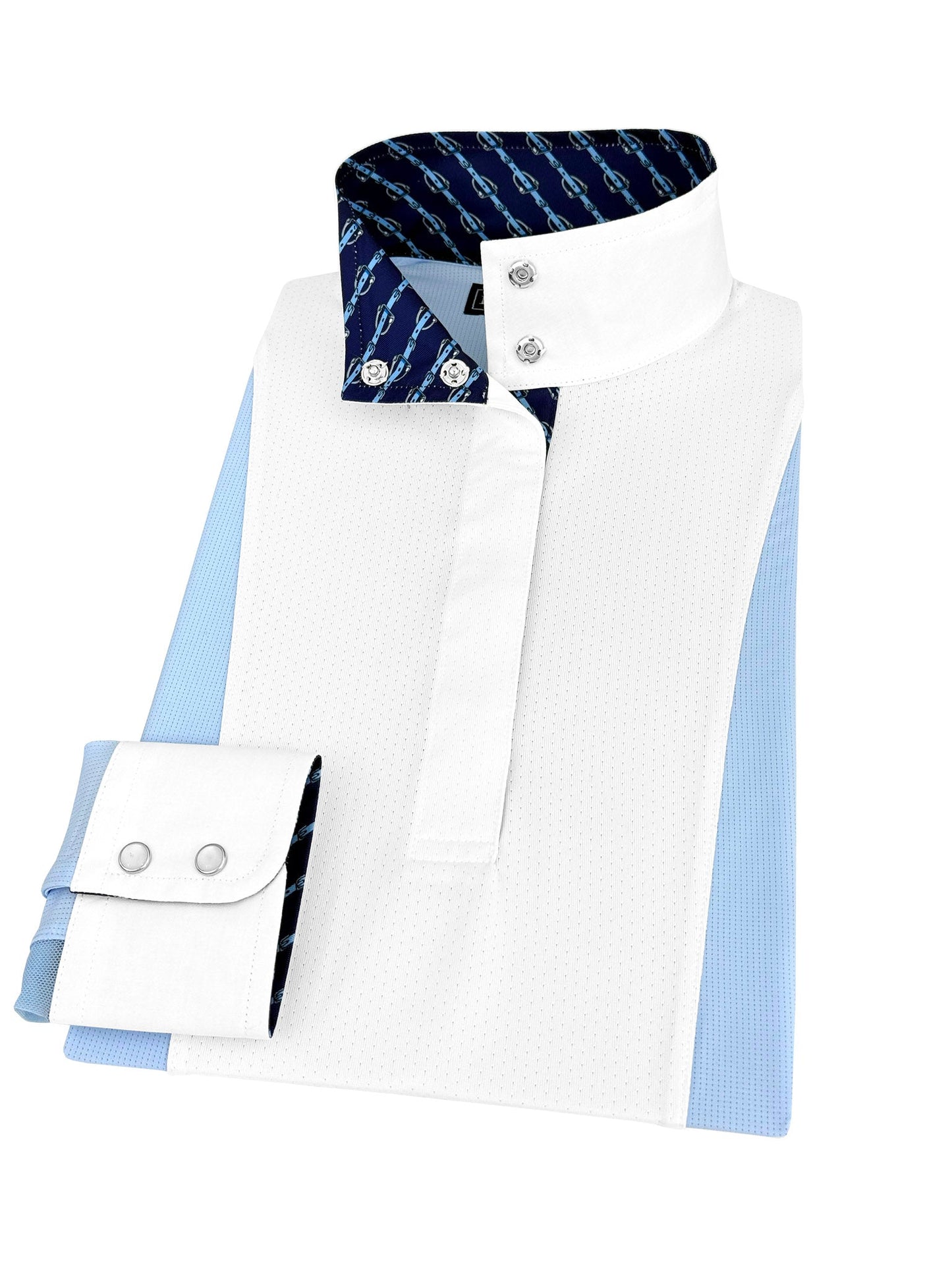 Essex Classics  Girls "Luna II" Light Blue Long Sleeve Performance Show Shirt with Stirrups Trim