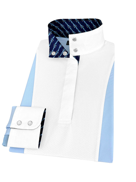 Essex Classics  Ladies "Luna II" Light Blue Long Sleeve Performance Show Shirt with Stirrups Trim