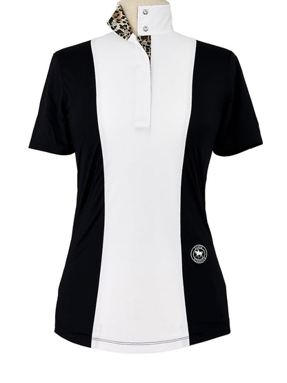 Essex Classics  Ladies "Luna II" Black with Leopard Short Sleeve Performance Show Shirt