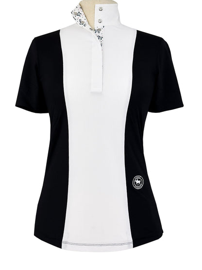 Essex Classics  Ladies "Luna II" Black with Unicorns Short Sleeve Performance Show Shirt