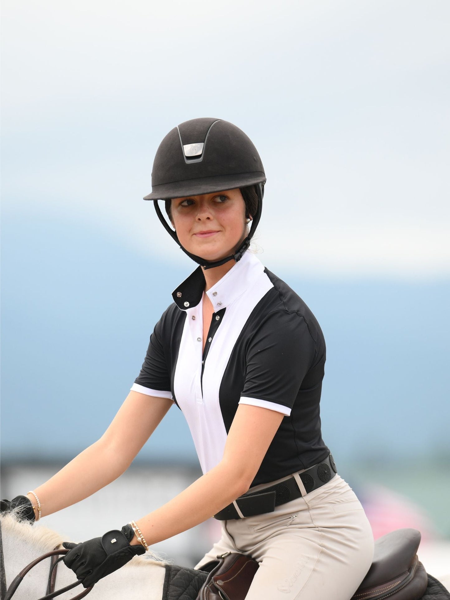 Essex Classics  Ladies "Luna II" Black Self-Trim Short Sleeve Performance Show Shirt