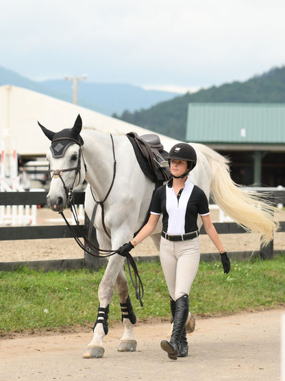 Essex Classics  Ladies "Luna II" Black Self-Trim Short Sleeve Performance Show Shirt