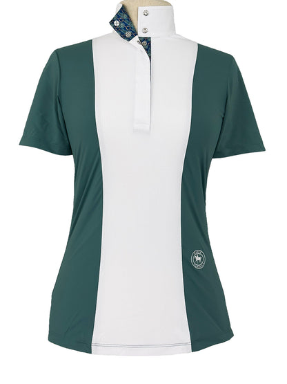 Essex Classics  Ladies "Luna II" Forest Green with Golden Snaffle Short Sleeve Performance Show Shirt