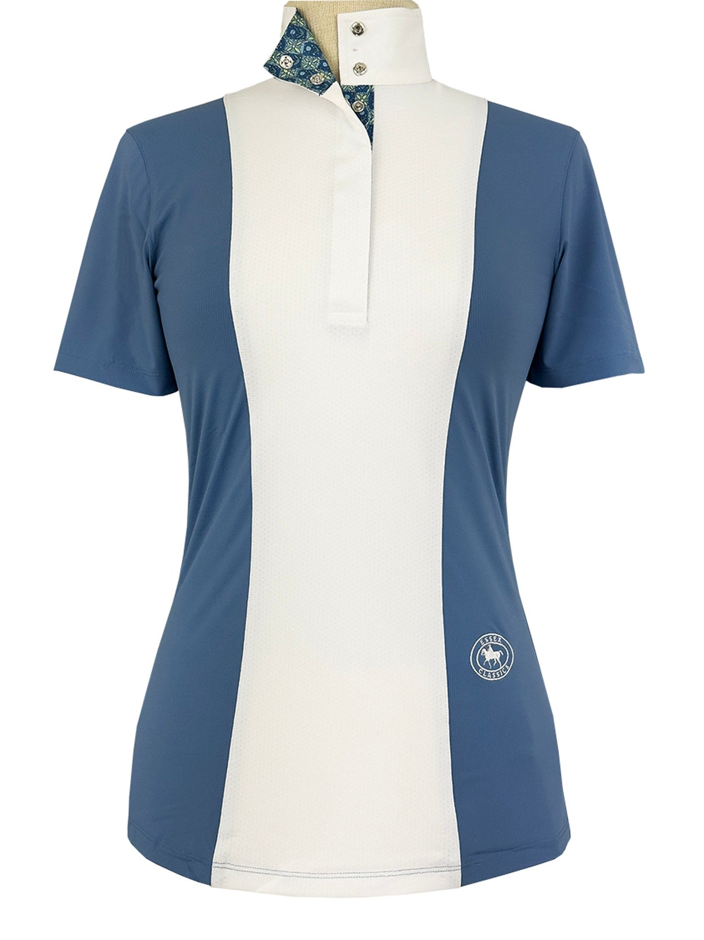 Essex Classics  Ladies "Luna II" Blue Gallop Garden Short Sleeve Performance Show Shirt