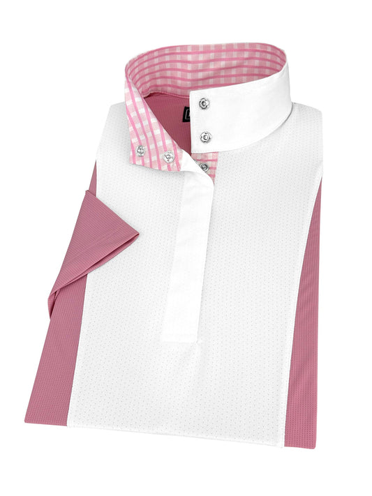 Essex Classics  Ladies "Luna II" Pink Short Sleeve Performance Show Shirt with Pink Check Trim