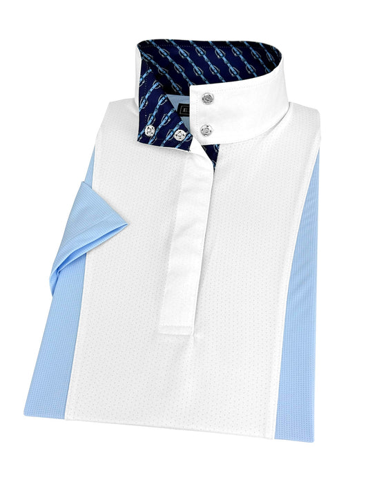 Essex Classics  Ladies "Luna II" Light Blue Short Sleeve Performance Show Shirt with Stirrups Trim