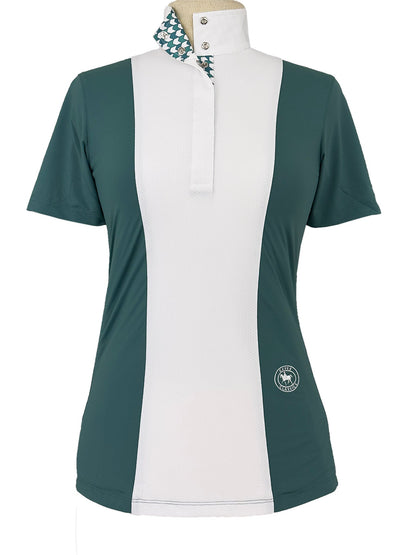Essex Classics  Ladies "Luna II" Forest Green with Geometric Short Sleeve Performance Show Shirt