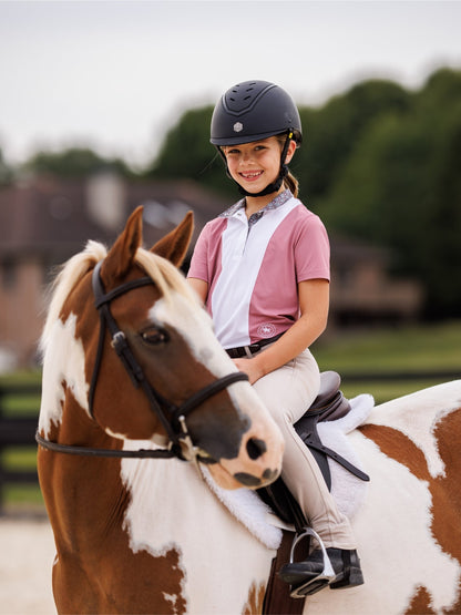 Essex Classics  Girls "Luna II" Dark Pink Gallop Garden Short Sleeve Performance Show Shirt