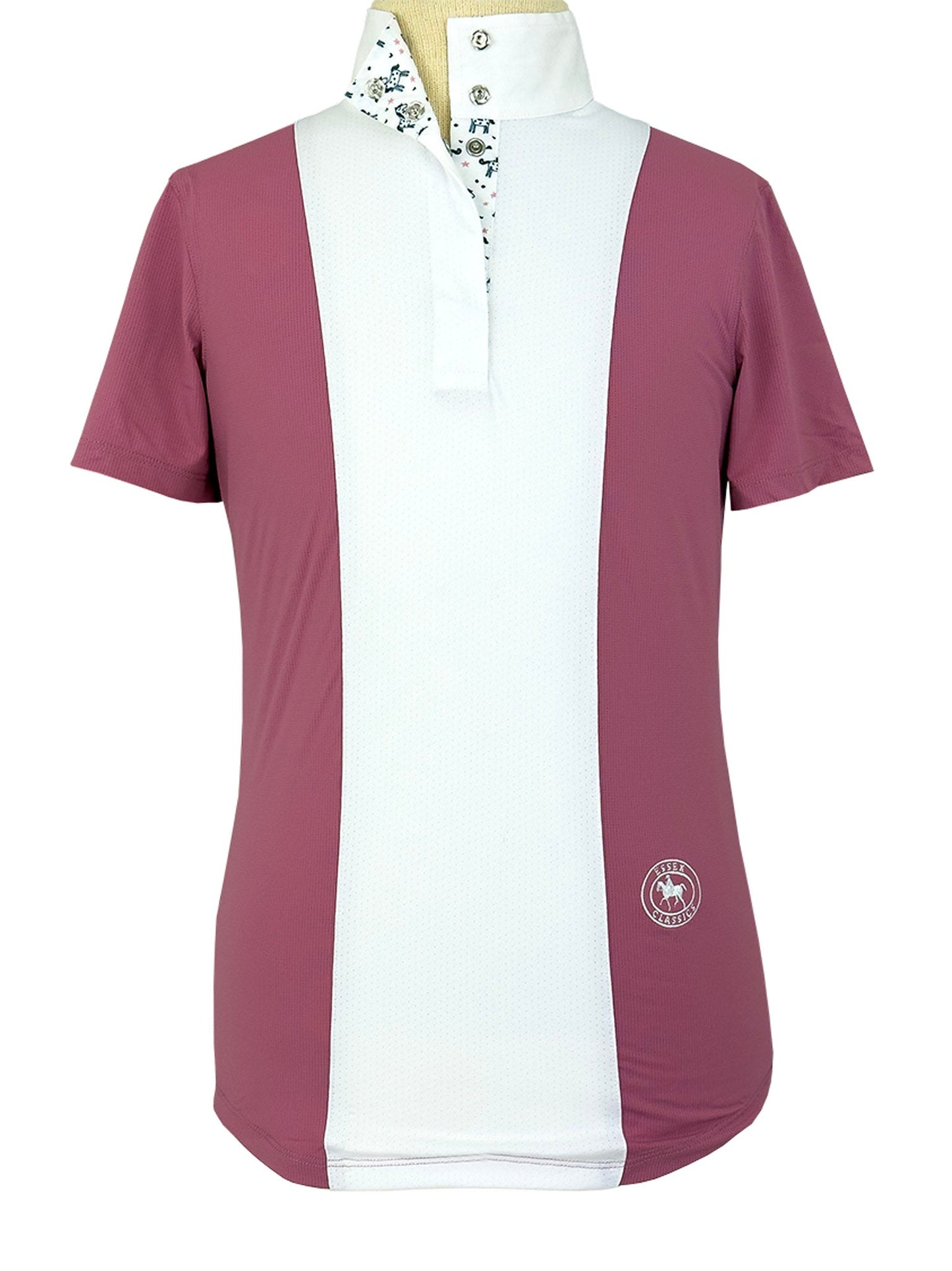 Essex Classics  Girls "Luna II" Dark Pink with Unicorns Short Sleeve Performance Show Shirt