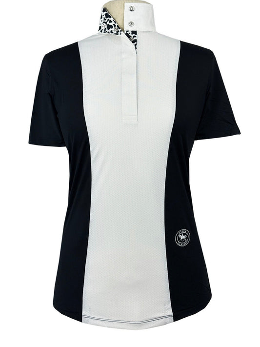 Essex Classics Girls "Luna II" Black with Cows Short Sleeve Performance Show Shirt