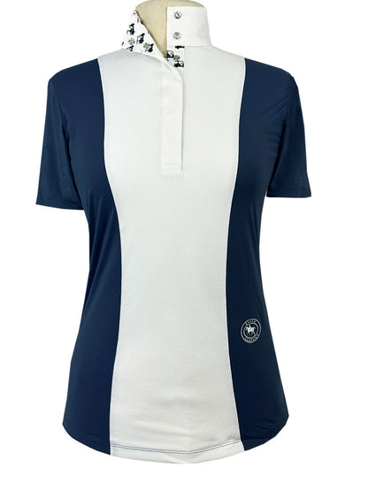 Essex Classics Girls "Luna II" Marine Blue with Golf Carts Short Sleeve Performance Show Shirt