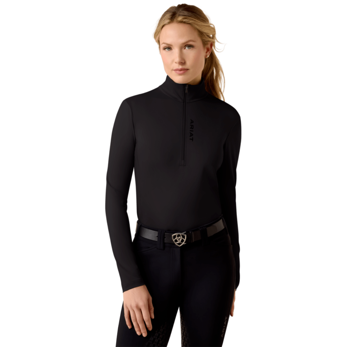 Ariat Women's Lunaveil 1/2 Zip Baselayer - Black  - front view