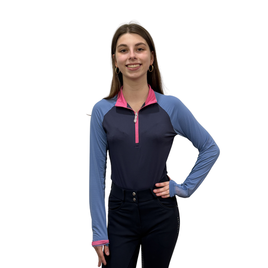 Kastel Women's Color Block Long Sleeve 1/4 Zip Sun Shirt